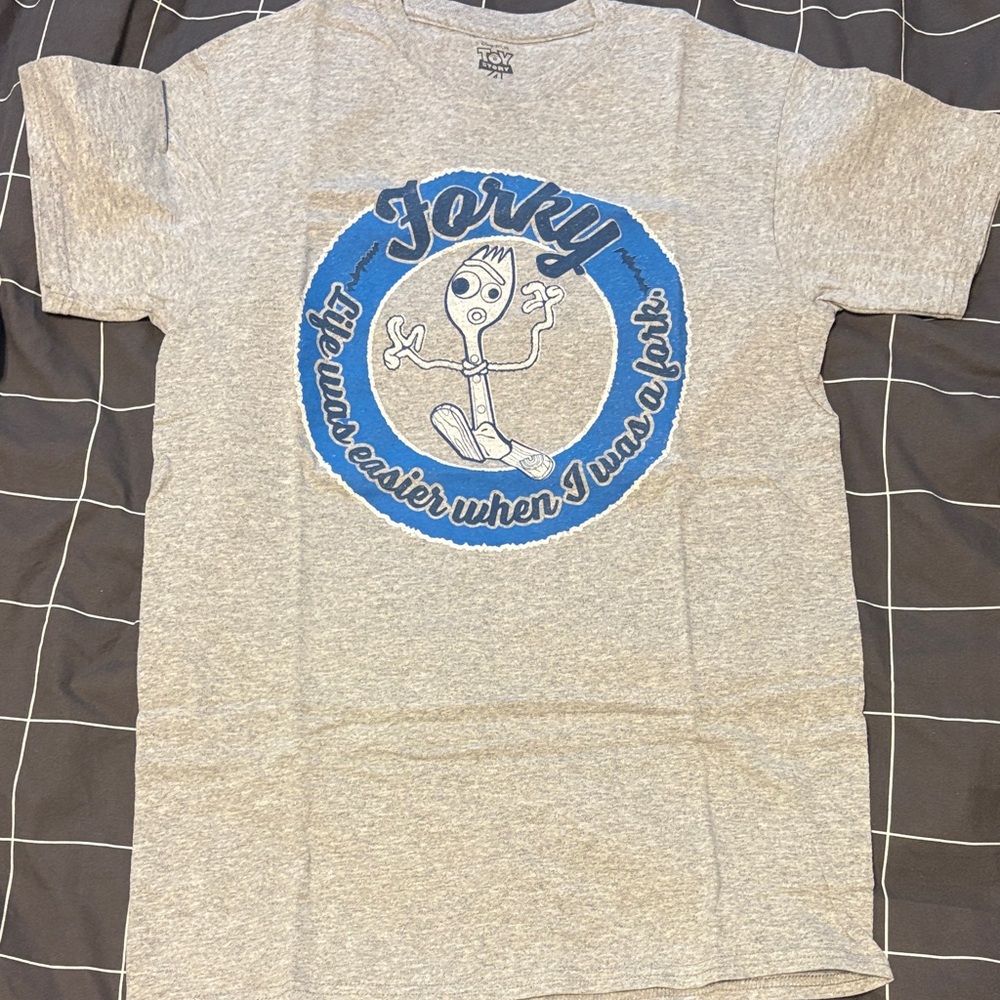 Disney Gray and Blue Forky Short Sleeve Tee